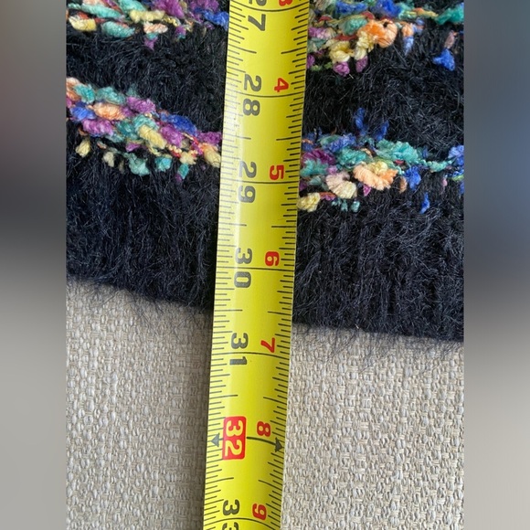 Dreamers Sweater Women’s Medium Black Rainbow Oversized Open Front Cardigan - Picture 8 of 10